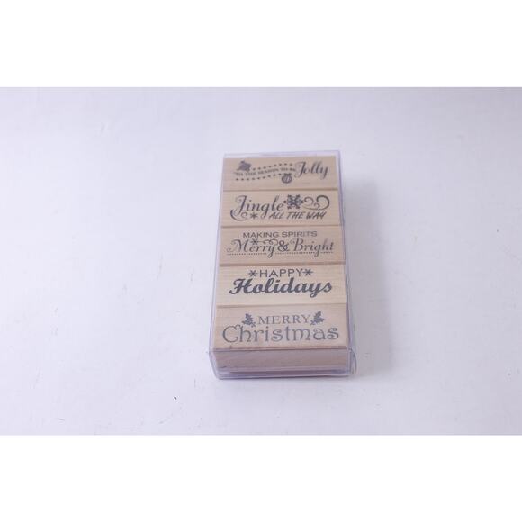 Christmas, Message Stamp Set, Holiday Wishes, Jolly, Jingle, Merry, Bright, - Picture 1 of 3